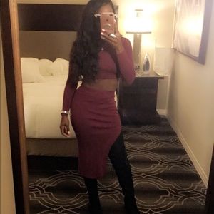 Two Piece Burgundy Outfit